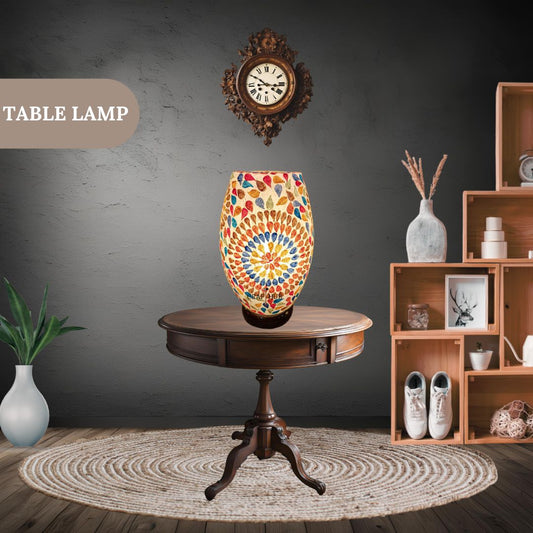 Floral Art Painted Camel Skin Table Lamp