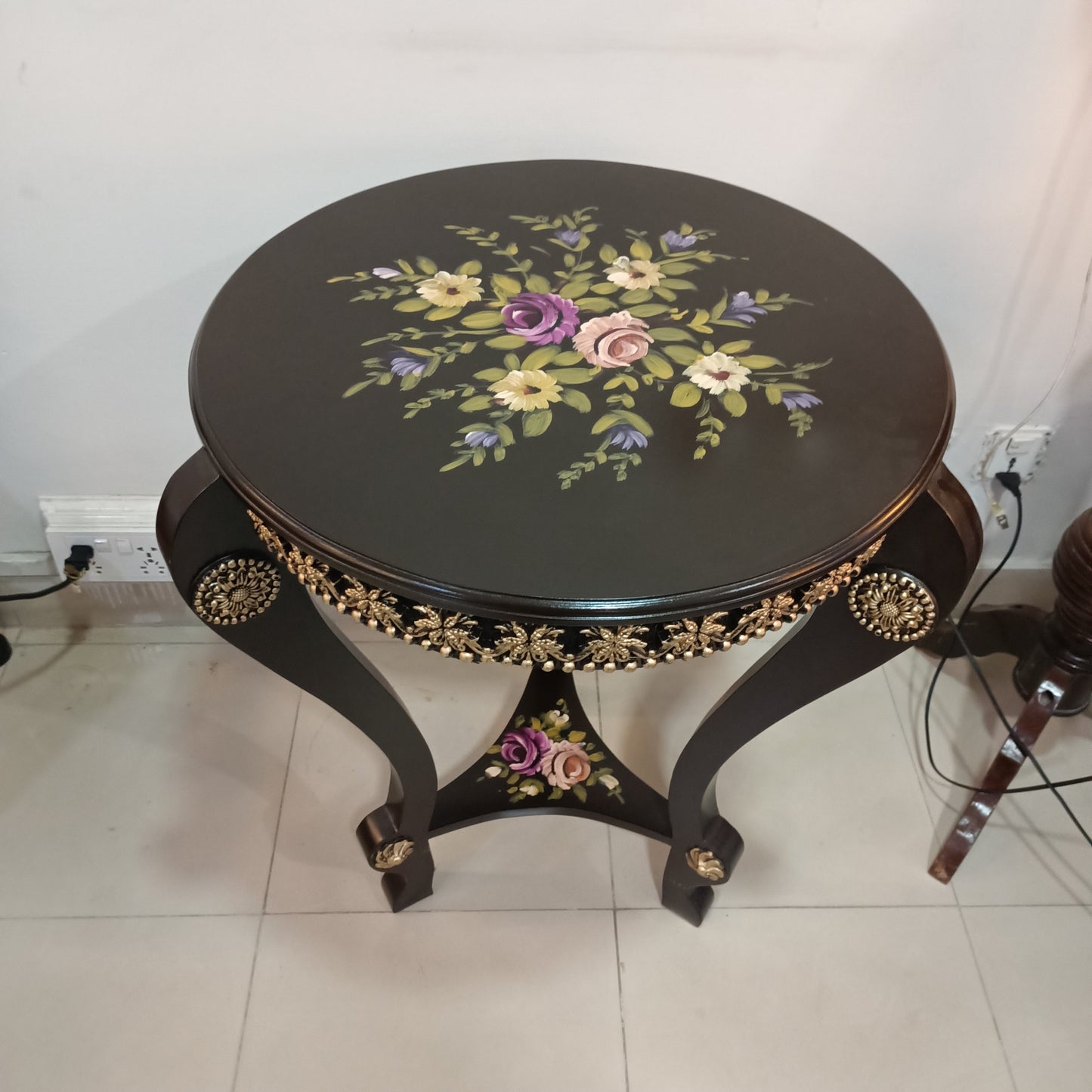 Corner / Side Table with Floral Art