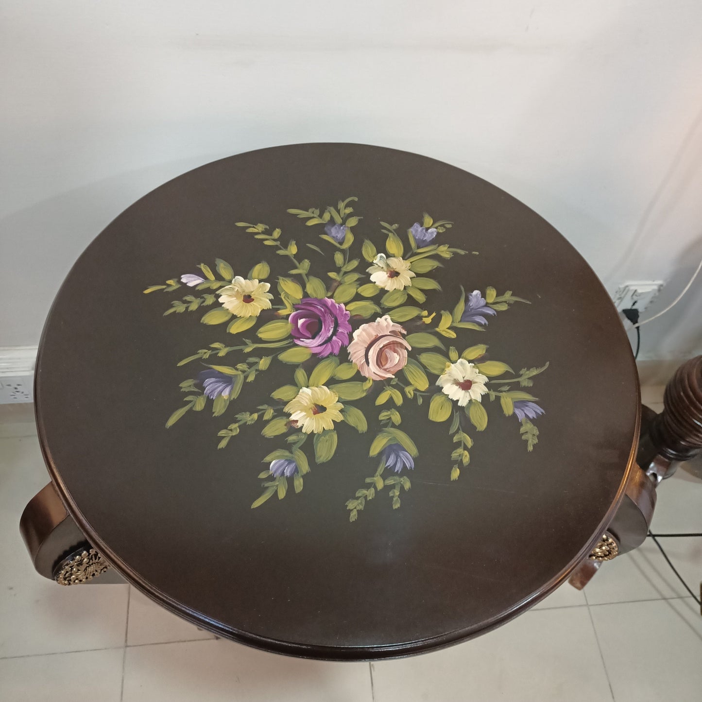 Corner / Side Table with Floral Art