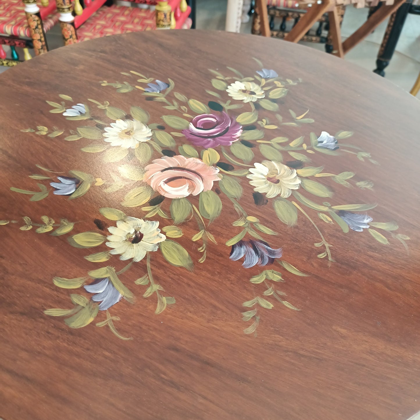 Corner / Side Table with Floral Art