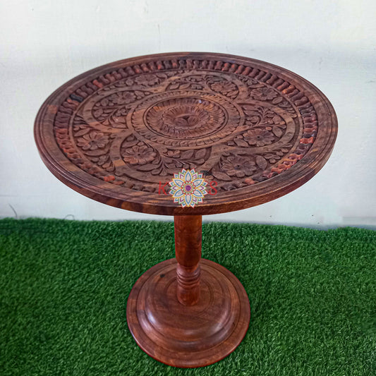 Coffee Table Topped With Hand Carving Art Work Deep Dish Design ( Carving Design can be a bit Different )